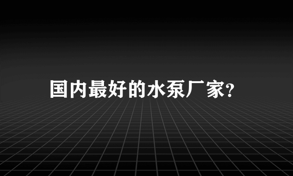 国内最好的水泵厂家？