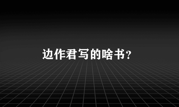 边作君写的啥书？