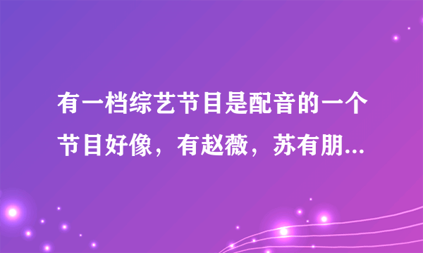 有一档综艺节目是配音的一个节目好像，有赵薇，苏有朋，刘烨，还有一个人做评委，是什么节目？叫什么名字