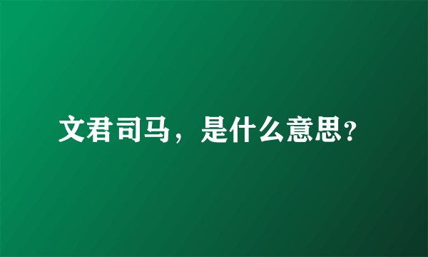 文君司马，是什么意思？