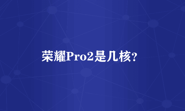 荣耀Pro2是几核？