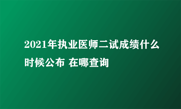 2021年执业医师二试成绩什么时候公布 在哪查询