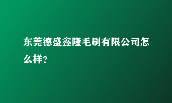 东莞德盛鑫隆毛刷有限公司怎么样？