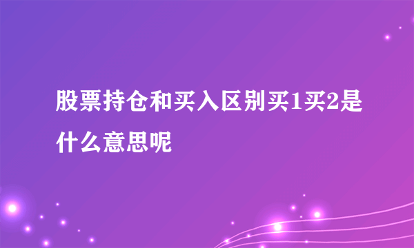 股票持仓和买入区别买1买2是什么意思呢