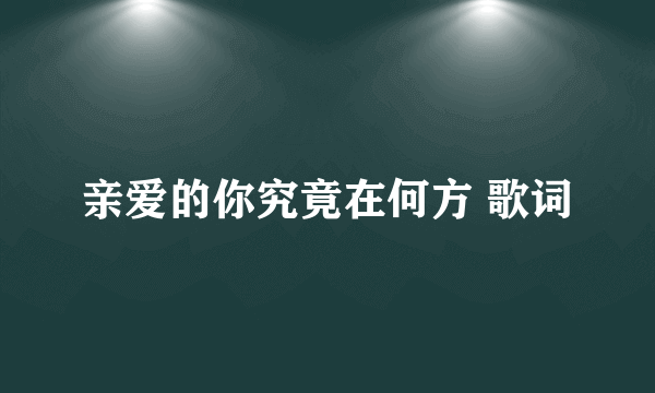 亲爱的你究竟在何方 歌词