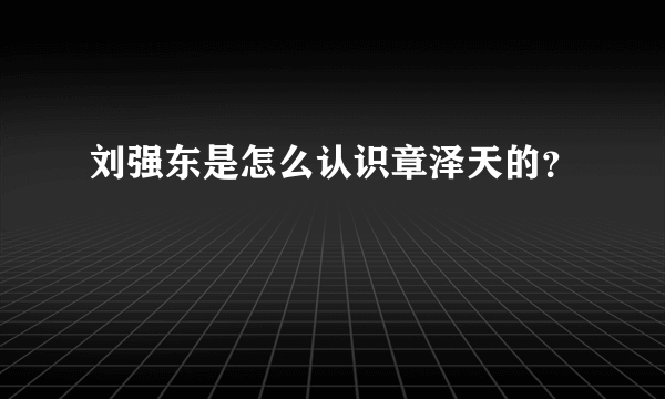 刘强东是怎么认识章泽天的？