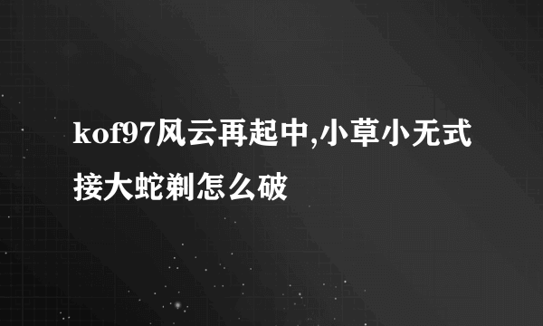 kof97风云再起中,小草小无式接大蛇剃怎么破