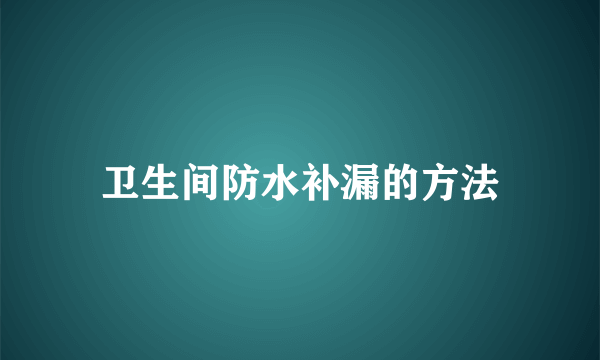 卫生间防水补漏的方法