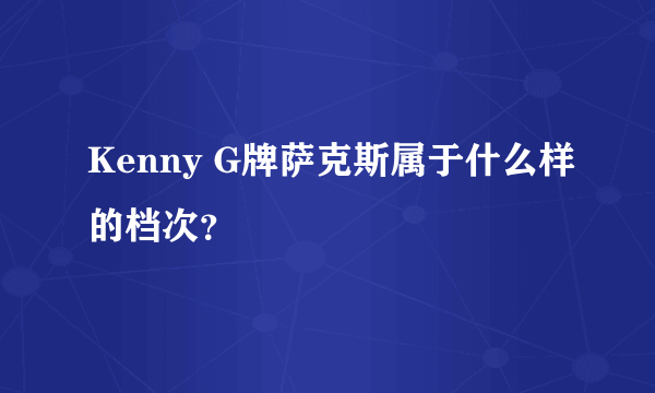 Kenny G牌萨克斯属于什么样的档次？