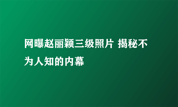 网曝赵丽颖三级照片 揭秘不为人知的内幕