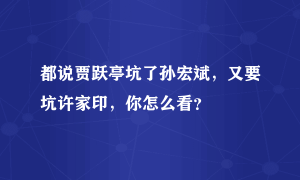 都说贾跃亭坑了孙宏斌，又要坑许家印，你怎么看？