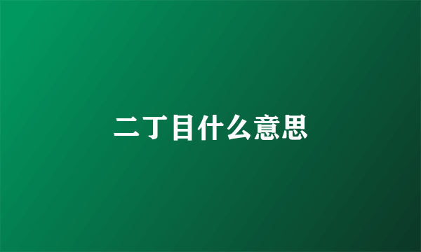 二丁目什么意思