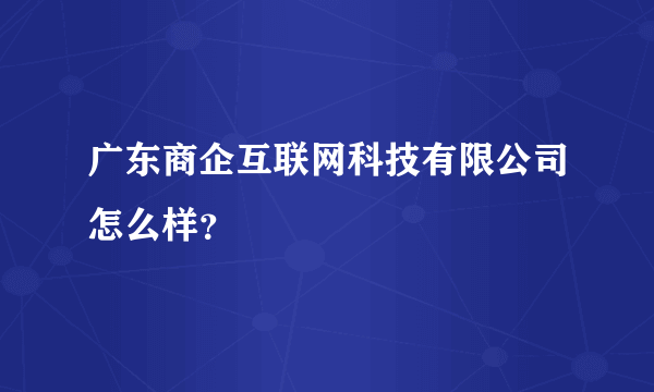 广东商企互联网科技有限公司怎么样？