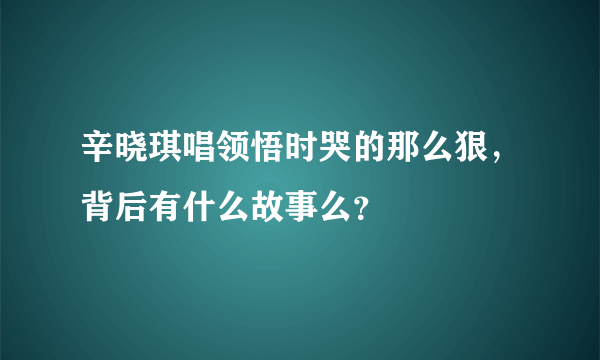 辛晓琪唱领悟时哭的那么狠，背后有什么故事么？