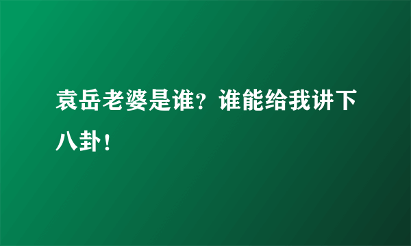 袁岳老婆是谁？谁能给我讲下八卦！