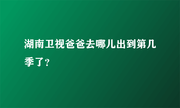 湖南卫视爸爸去哪儿出到第几季了？