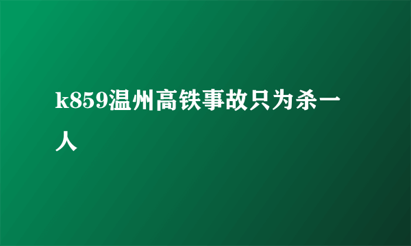 k859温州高铁事故只为杀一人