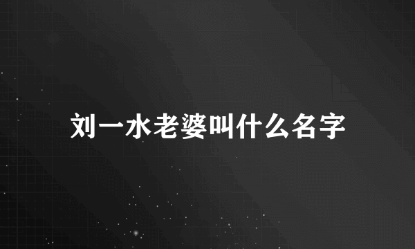 刘一水老婆叫什么名字