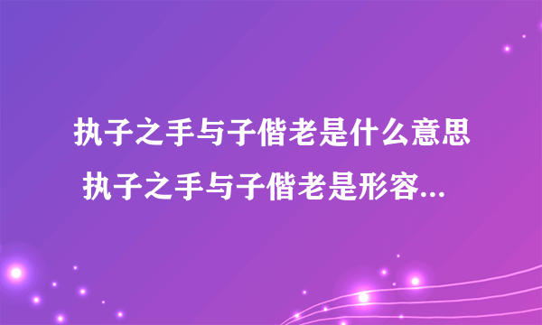 执子之手与子偕老是什么意思 执子之手与子偕老是形容爱情的吗