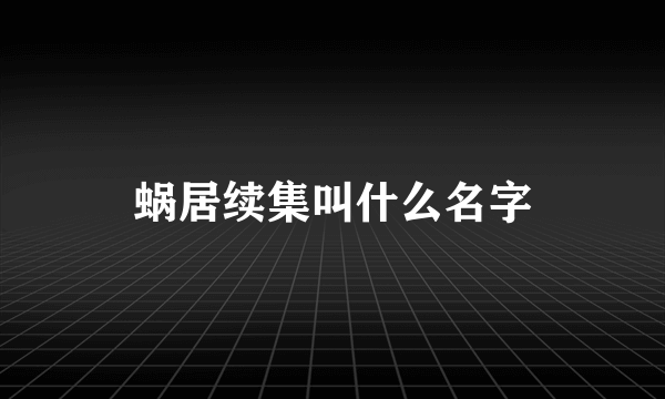 蜗居续集叫什么名字