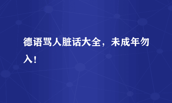 德语骂人脏话大全，未成年勿入！