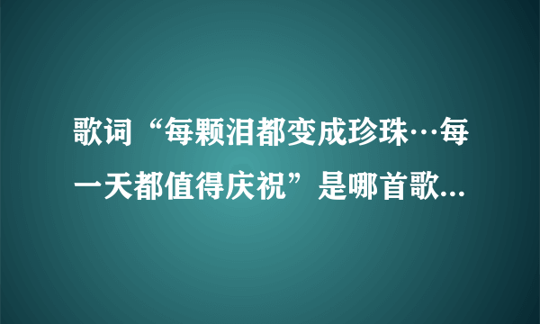 歌词“每颗泪都变成珍珠…每一天都值得庆祝”是哪首歌曲里的？