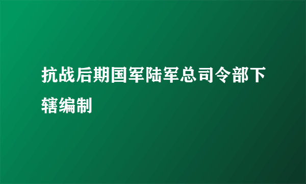 抗战后期国军陆军总司令部下辖编制