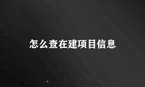 怎么查在建项目信息