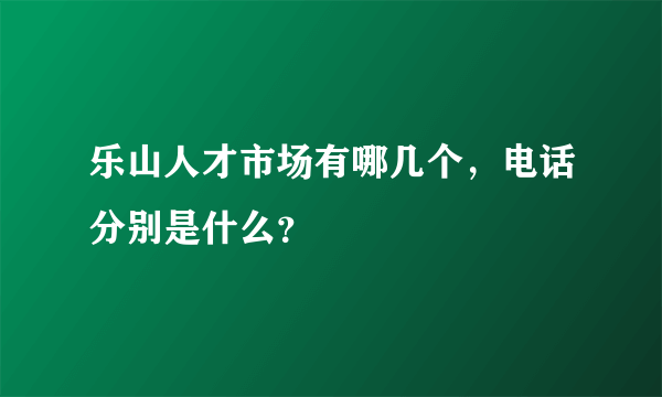 乐山人才市场有哪几个，电话分别是什么？