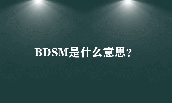 BDSM是什么意思？