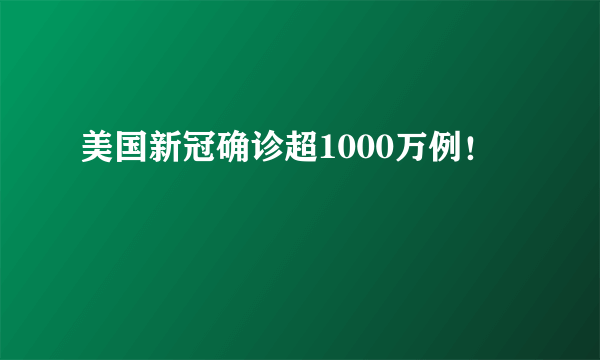 美国新冠确诊超1000万例！