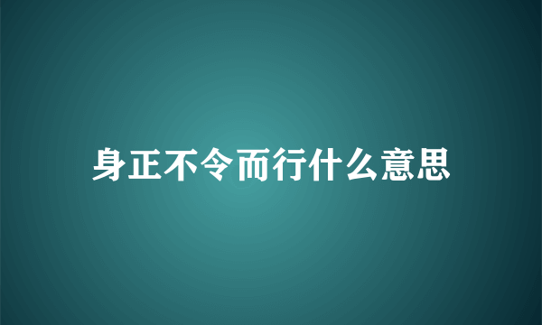 身正不令而行什么意思