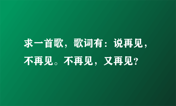 求一首歌，歌词有：说再见，不再见。不再见，又再见？