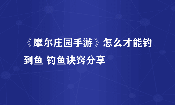 《摩尔庄园手游》怎么才能钓到鱼 钓鱼诀窍分享