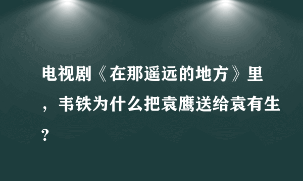 电视剧《在那遥远的地方》里，韦铁为什么把袁鹰送给袁有生？