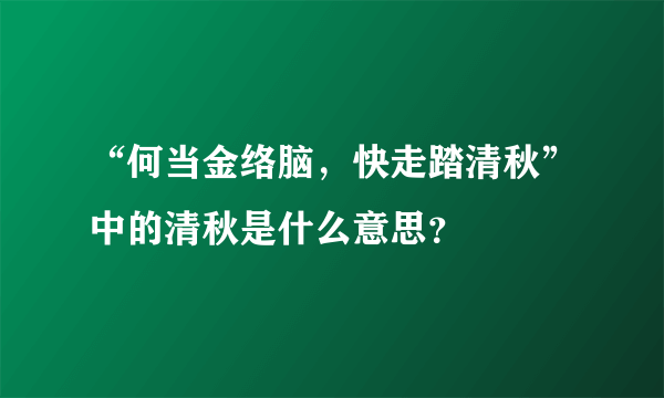 “何当金络脑，快走踏清秋”中的清秋是什么意思？