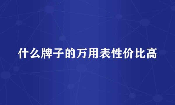 什么牌子的万用表性价比高