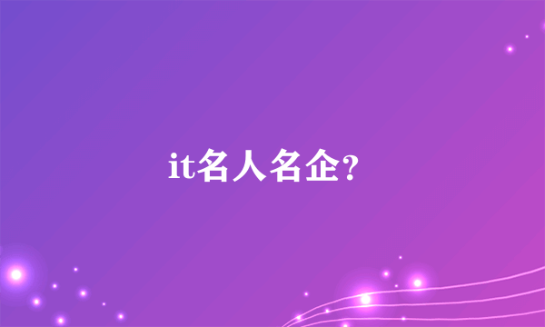 it名人名企？