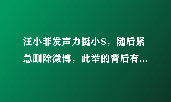 汪小菲发声力挺小S，随后紧急删除微博，此举的背后有何深意？