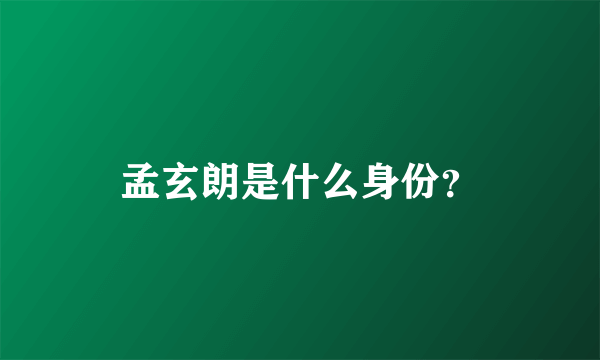 孟玄朗是什么身份？