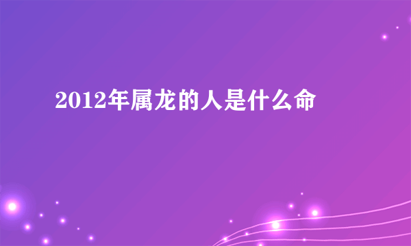 2012年属龙的人是什么命