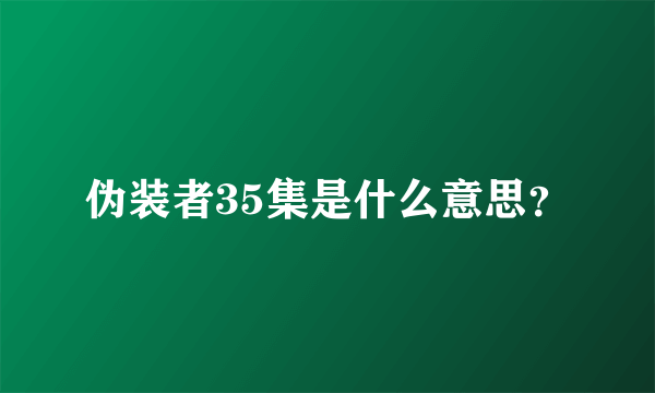 伪装者35集是什么意思？