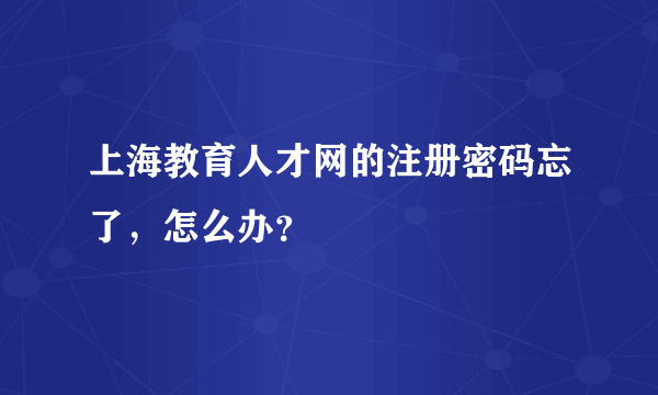 上海教育人才网的注册密码忘了，怎么办？