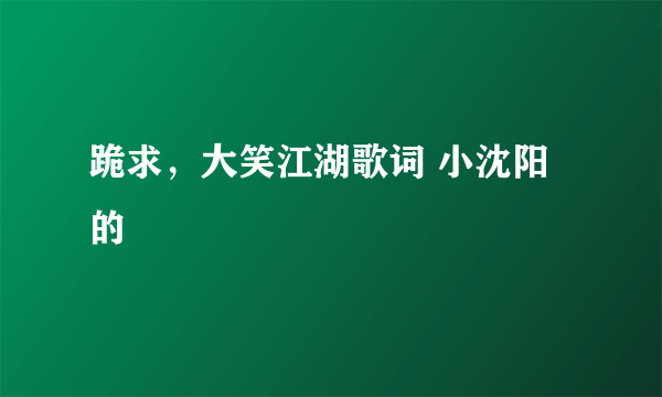 跪求，大笑江湖歌词 小沈阳的