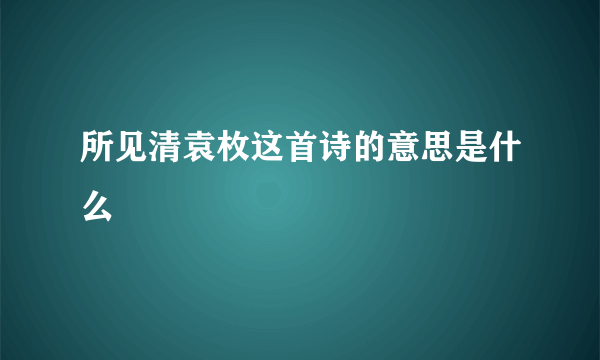 所见清袁枚这首诗的意思是什么