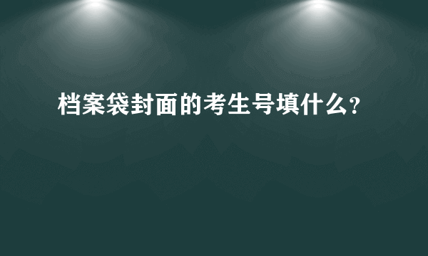 档案袋封面的考生号填什么？