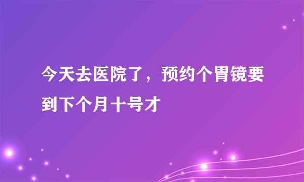 今天去医院了，预约个胃镜要到下个月十号才