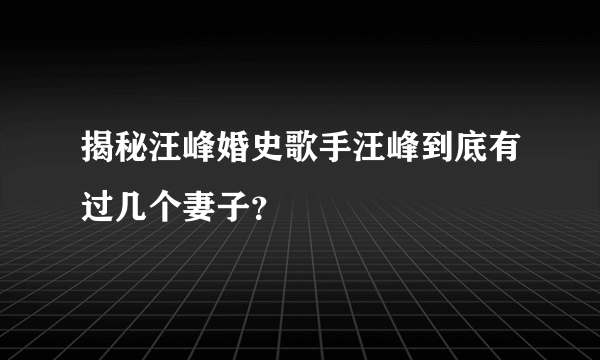 揭秘汪峰婚史歌手汪峰到底有过几个妻子？