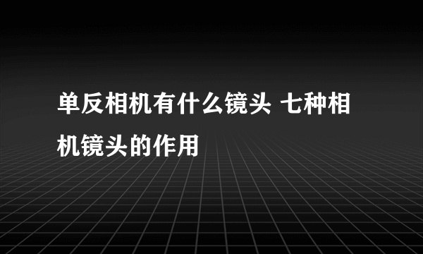 单反相机有什么镜头 七种相机镜头的作用