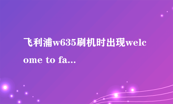 飞利浦w635刷机时出现welcome to fastboot怎么解？